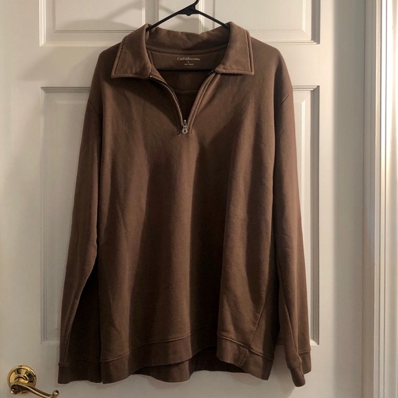 Croft & Barrow pullover sweatshirt with collar & front zipper, Large - Picture 5 of 7